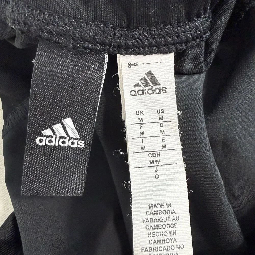Mens Black Adidas Running Track Pants Athletic Training Wear Polyester Size M